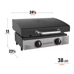 Blackstone 1813 Original 22” Tabletop Griddle with Hood and Stainless Steel Front Plate, Powder Coated Steel, Black