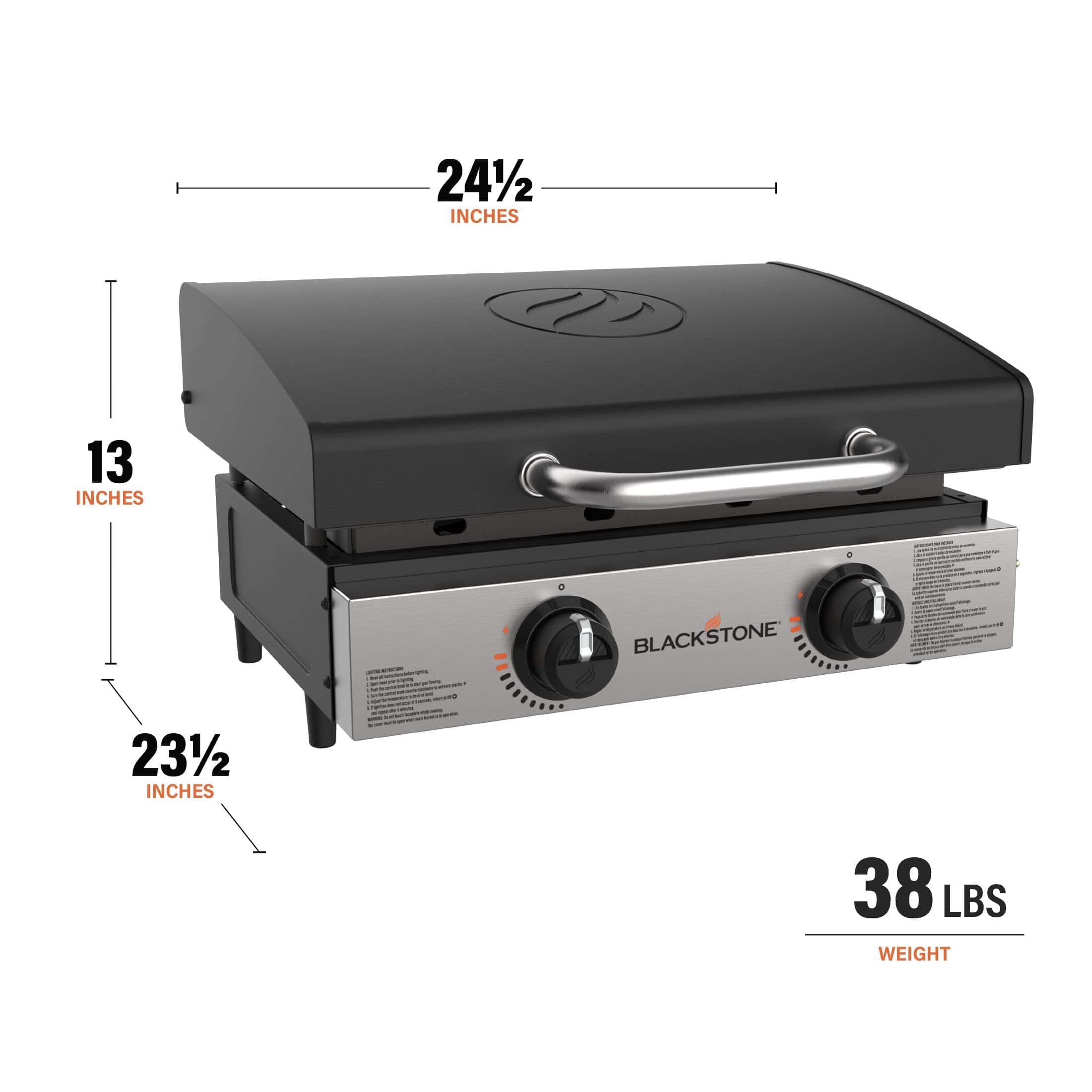 Blackstone 1813 Original 22” Tabletop Griddle with Hood and Stainless Steel Front Plate, Powder Coated Steel, Black