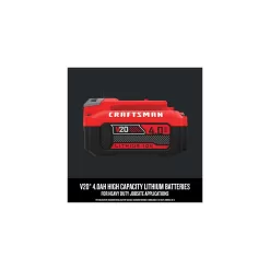 Craftsman V20 Battery and Charger, for Power Tool Kits and Outdoor Tools, 4.0 Ah, Lithium Ion Battery (CMCB204-CK)