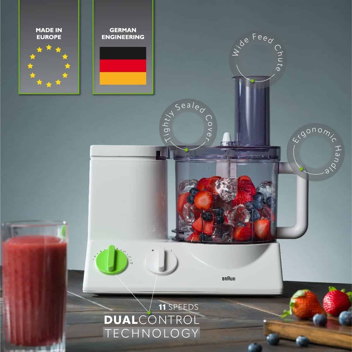 Braun FP3020 12 Cup Food Processor Ultra Quiet Powerful motor, White