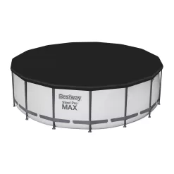 Bestway Steel Pro MAX 15 Foot by 48 Inches Round Above Ground Family Swimming Pool Set Outdoor Steel Frame