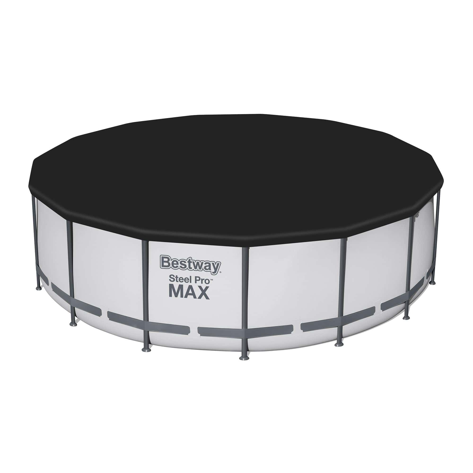Bestway Steel Pro MAX 15 Foot by 48 Inches Round Above Ground Family Swimming Pool Set Outdoor Steel Frame