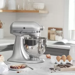 KitchenAid Artisan Series 5 Quart Tilt Head Stand Mixer with Pouring Shield KSM150PS, Metallic Chrome