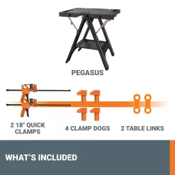 Worx Pegasus 2-in-1 Folding Work Table & Sawhorse, Easy Setup Portable Workbench, 31