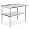 GRIDMANN Stainless Steel Kitchen Prep Table 48 x 24 Inches with Backsplash & Under Shelf, NSF Commercial Work Table