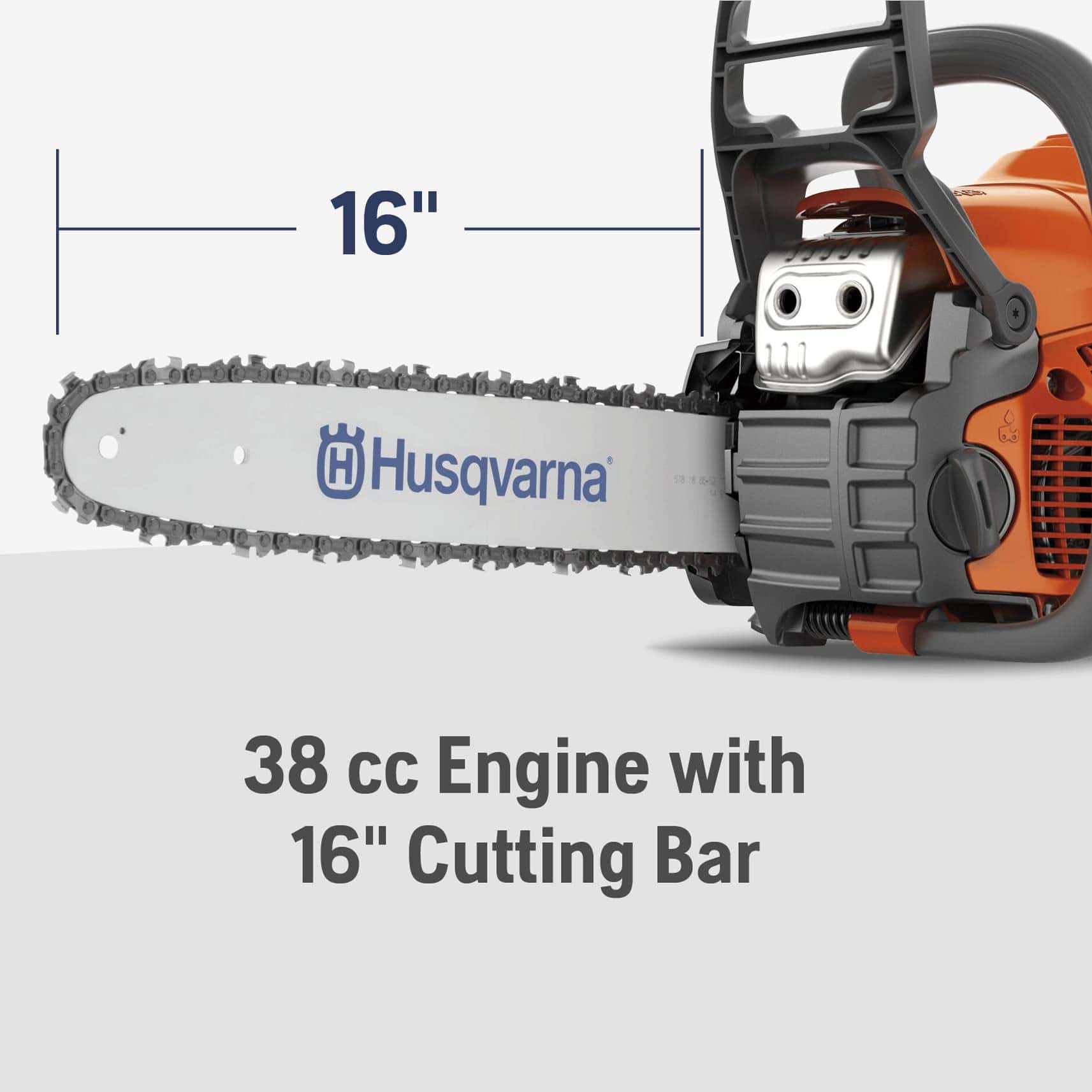 Husqvarna 130 Gas Powered Chainsaw, 38-cc 2-HP, 2-Cycle X-Torq Engine, 16 Inch Chainsaw with Automatic Oiler