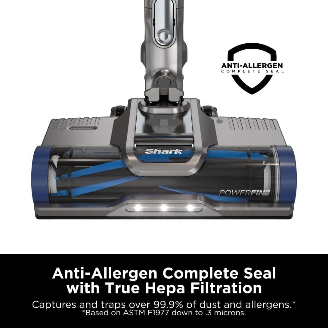 Shark IZ363HT Anti-Allergen Pet Power Cordless Stick Vacuum Self-Cleaning Brushroll, PowerFins, 50min Runtime, Blue