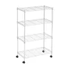 Displays By Jack 4 Tier Wire Shelving Unit Storage Rack, Metal Heavy Duty Utility Organizers, Chrome, 14"W x 30"L X 48"H