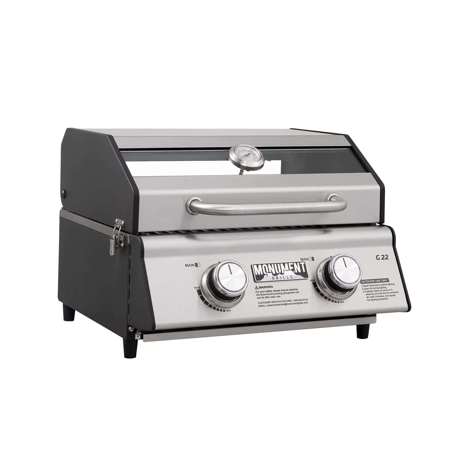 Monument Grills, Clearview 2 - Burner Portable Stainless Liquid Propane 15000 BTU Gas Grill