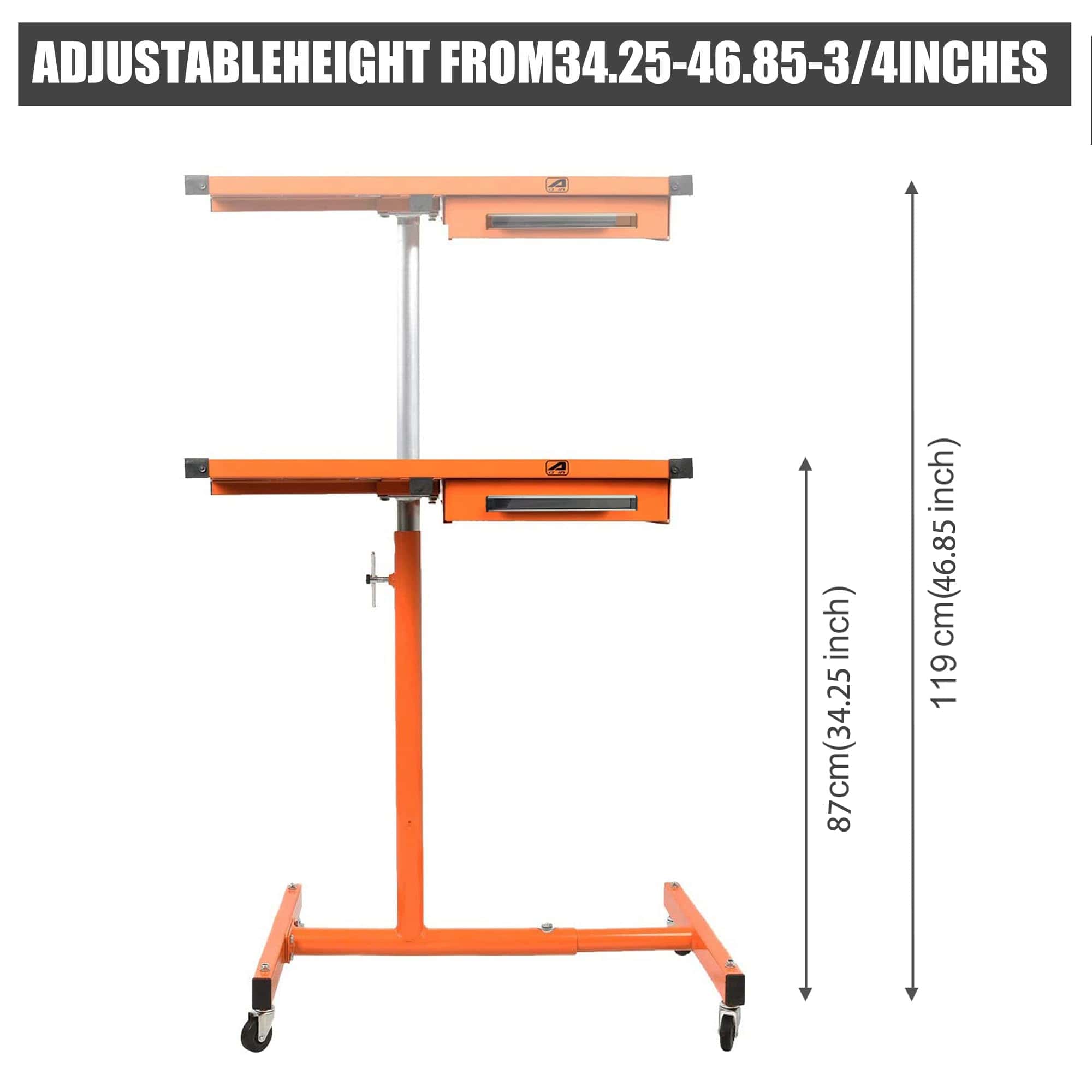 Eisen ES8 Heavy Duty Adjustable Work Table with Drawers, Rolling Tool Tray with Wheels of 220lbs Capacity