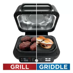 Ninja IG601 Foodi XL 7-in-1 Electric Indoor Grill Combo, Flat Top Griddle, Crisper, Black, 4 Quarts