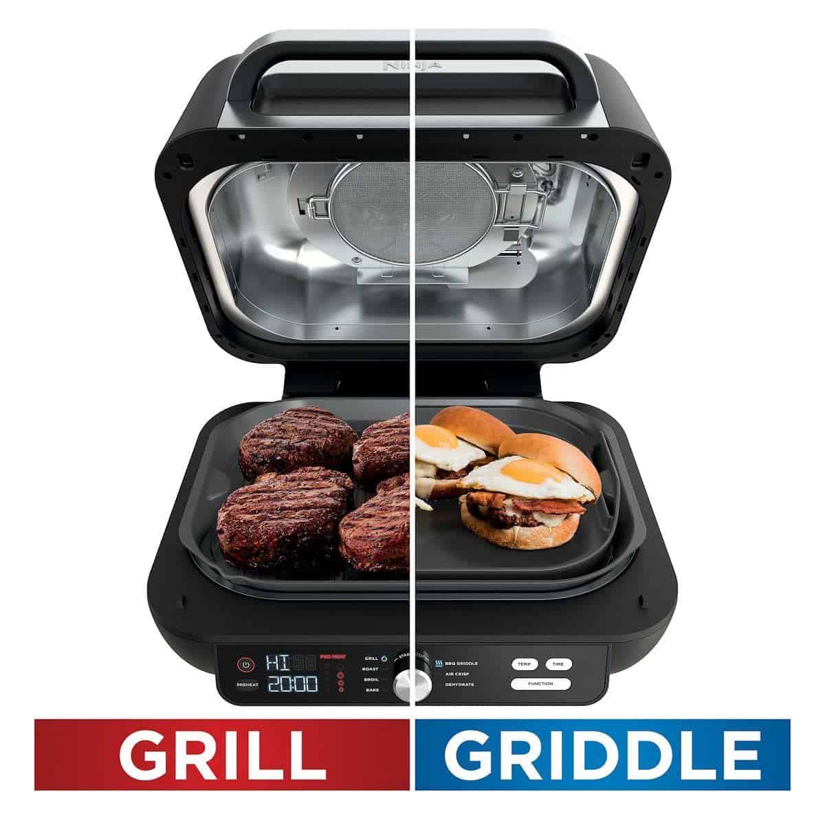 Ninja IG601 Foodi XL 7-in-1 Electric Indoor Grill Combo, Flat Top Griddle, Crisper, Black, 4 Quarts