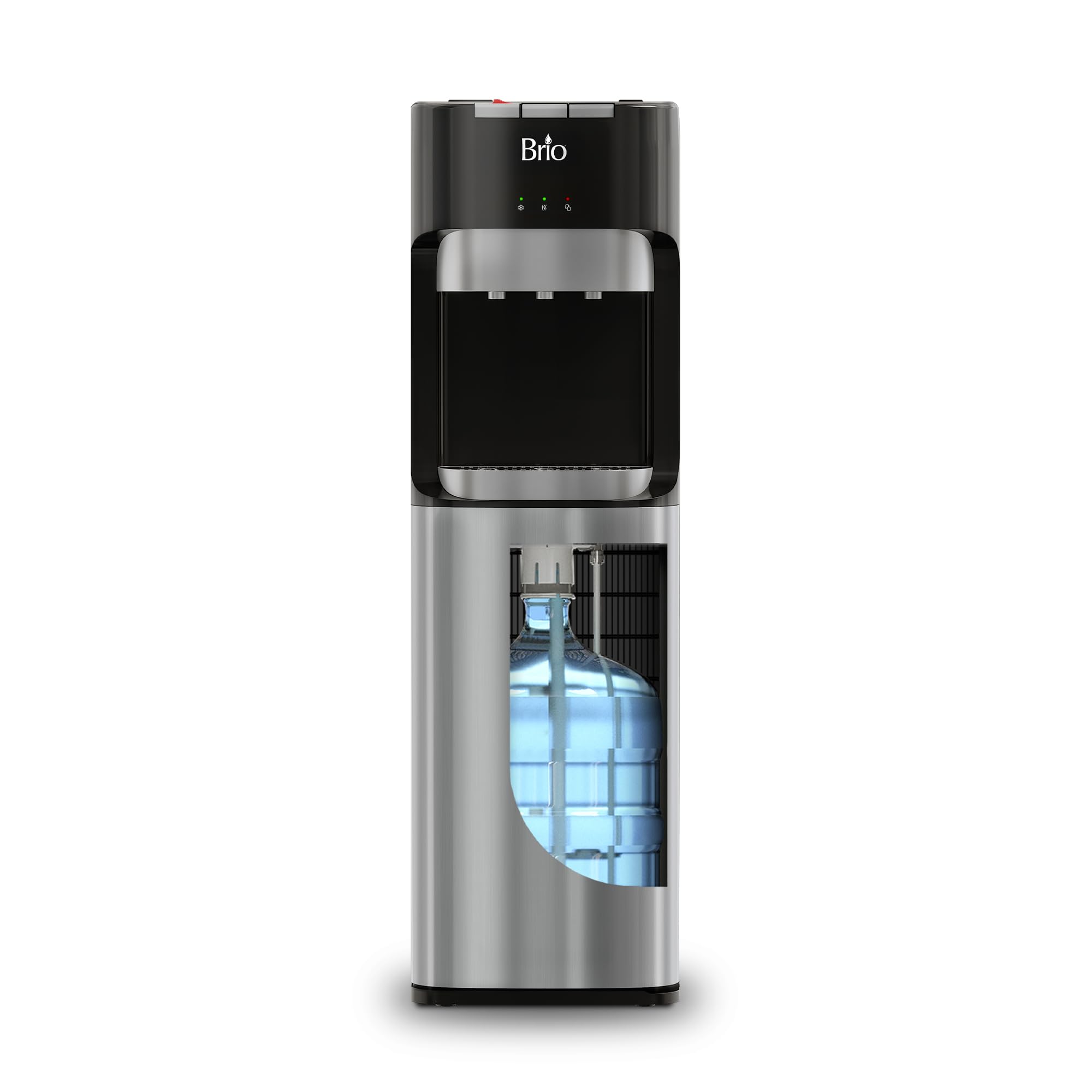 Brio Bottom Loading Water Cooler Dispenser for 5 Gallon Bottles - 3 Temperatures, Stainless Steel