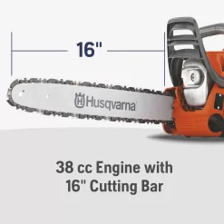 Husqvarna 120 Gas Powered Chainsaw, 38-cc 1.8-HP, 2-Cycle X-Torq Engine, 16 Inch Chainsaw with Automatic Oiler