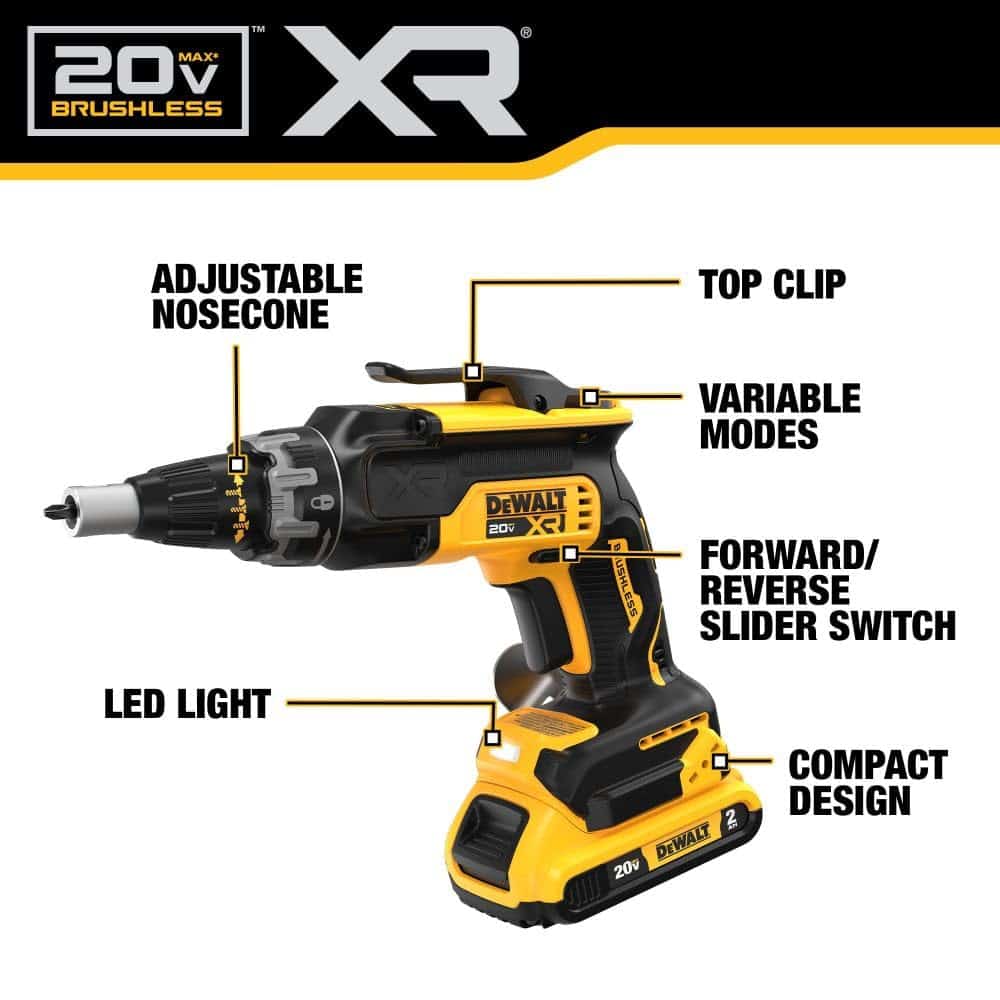 DEWALT 20V MAX XR Brushless Drywall Screwgun and Cut-Out Tool Combo Kit (2.0Ah) (DCK265D2)