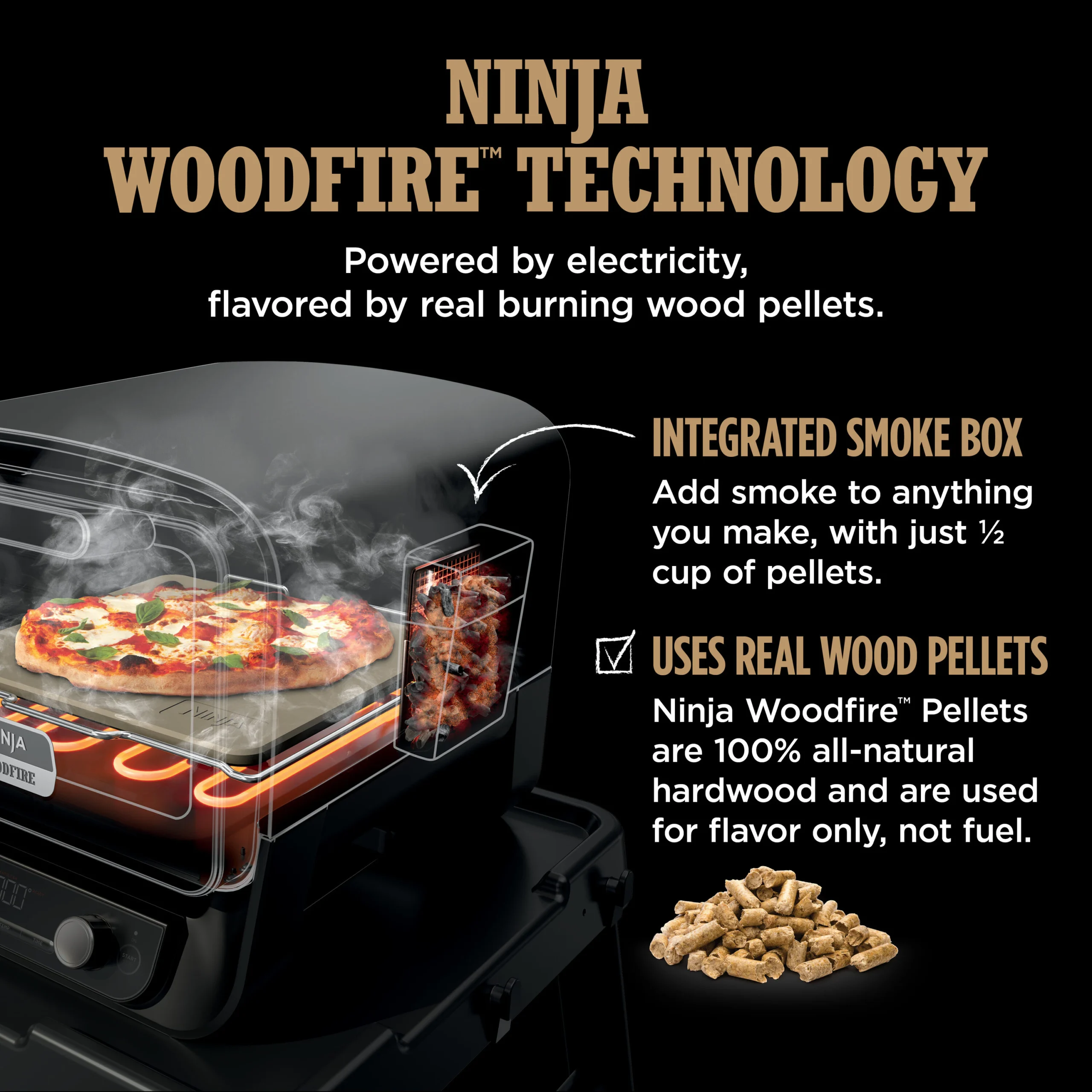 Ninja Woodfire Pizza Oven, 8-in-1 Outdoor Oven, 5 Pizza Settings, Smoker, Ninja Woodfire Technology, Electric - OO101 - Image 12