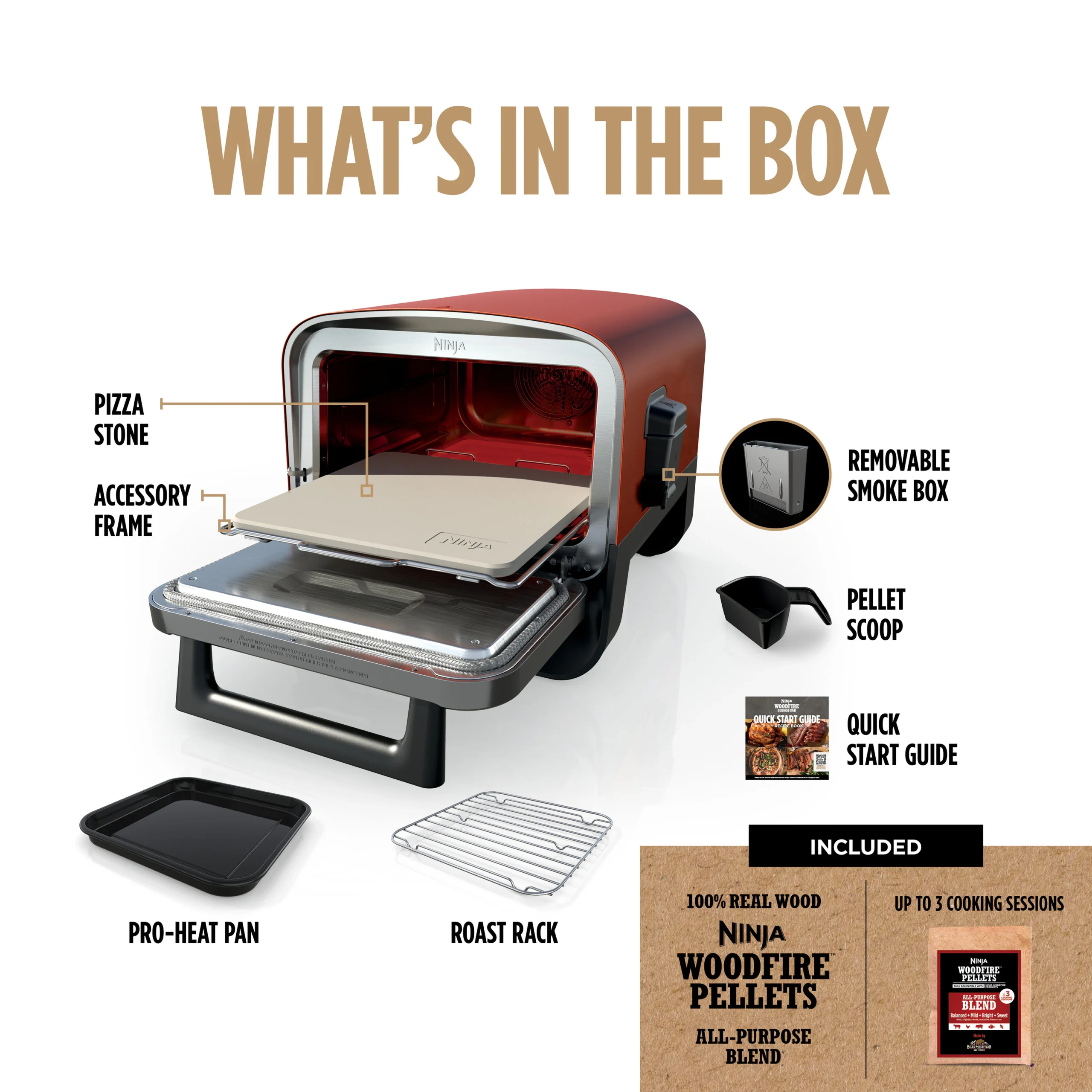 Ninja Woodfire Pizza Oven, 8-in-1 Outdoor Oven, 5 Pizza Settings, Smoker, Ninja Woodfire Technology, Electric - OO101 - Image 9