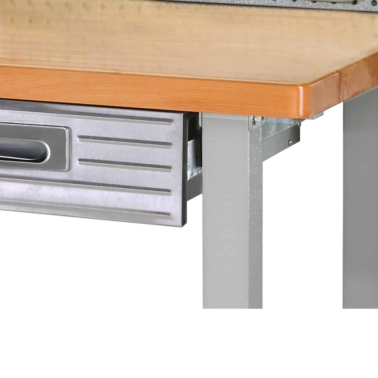 Seville Classics LED Lighted Pegboard Workcenter with 23 Peg Hook Assortment and Drawer Table, 48", Granite Gray