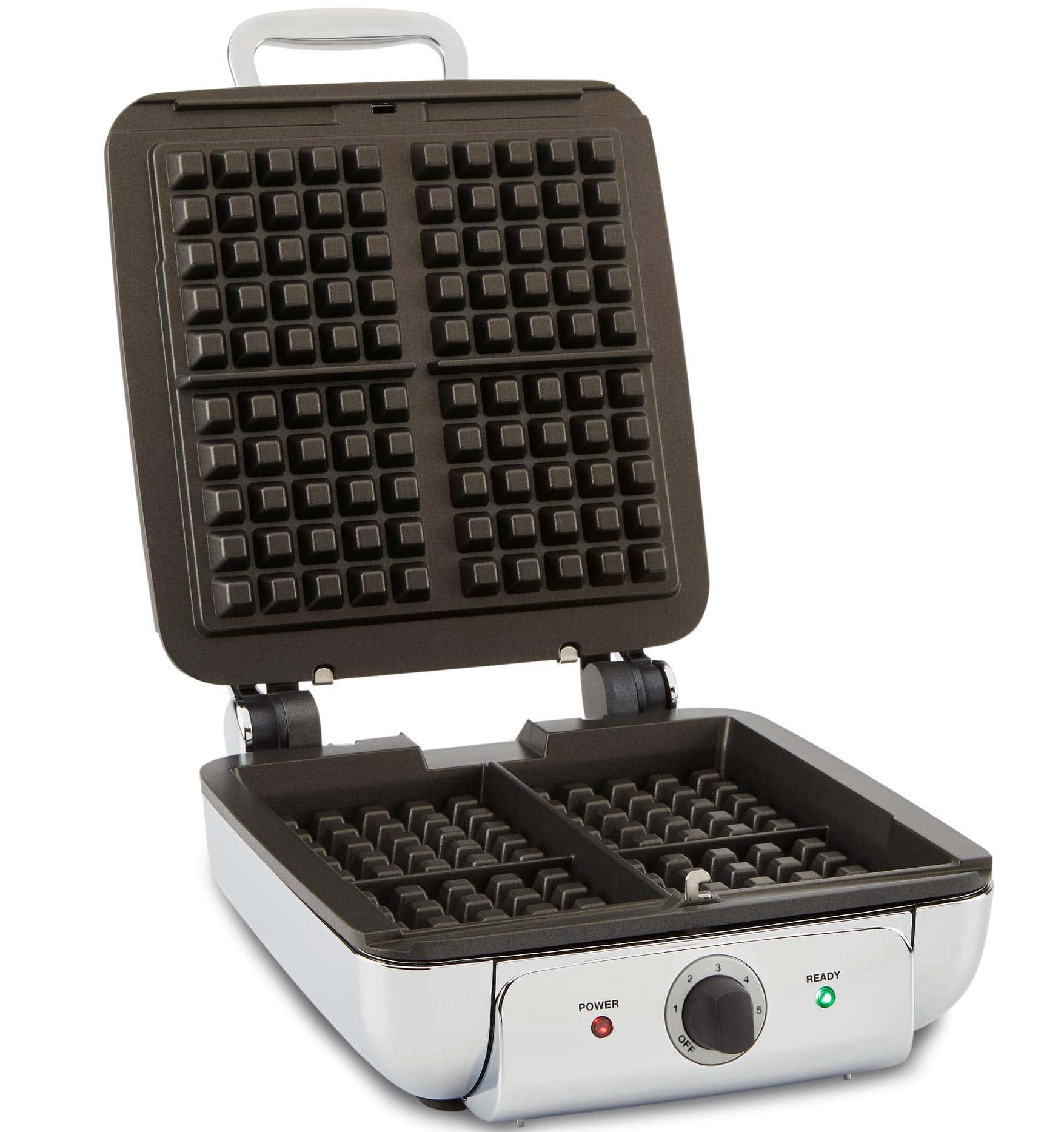 All-Clad Electrics Stainless Steel Waffle Maker 4 Section Nonstick, Upright Storage 1600 Watts 6 Browning Levels