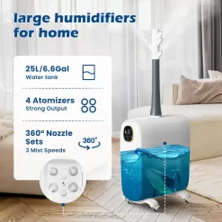 Humidifiers for Large Room Home, 6.6Gal/25L Large Humidifier Whole House Humidifier 3000 sq.ft