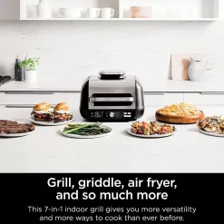Ninja IG601 Foodi XL 7-in-1 Electric Indoor Grill Combo, Flat Top Griddle, Crisper, Black, 4 Quarts