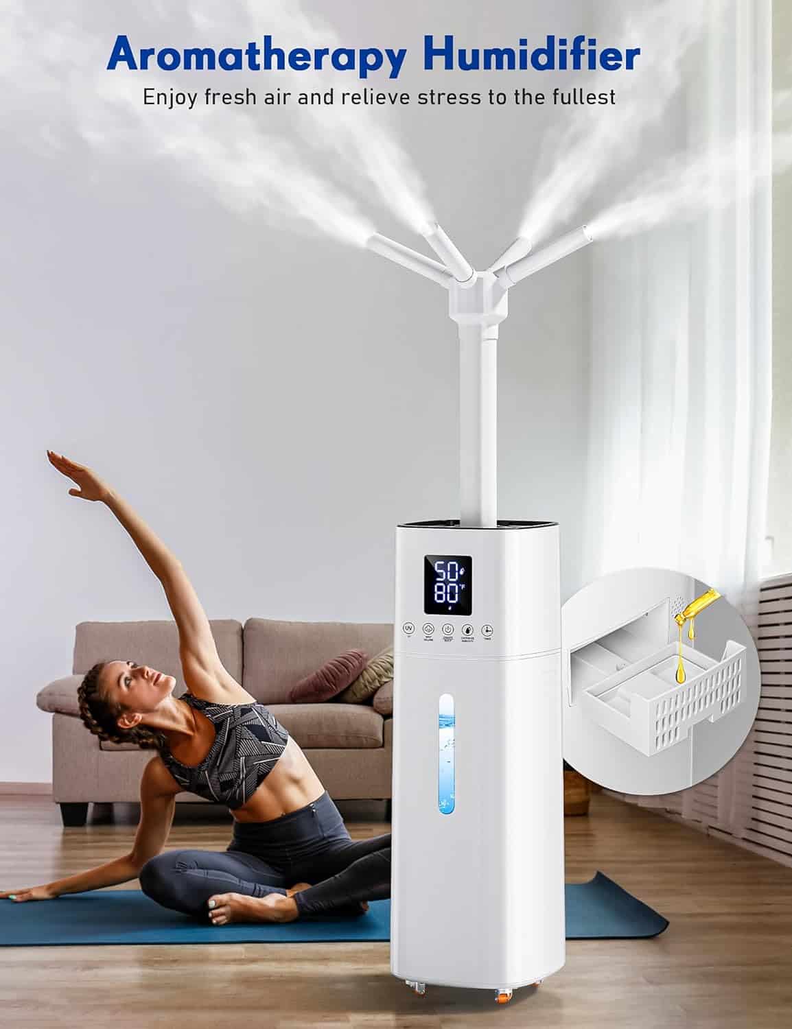 Honovos Humidifiers for Bedroom, 15L Wholehouse Humidifier for 2000 sq. ft, 600ml/h Cool Mist Humidifier