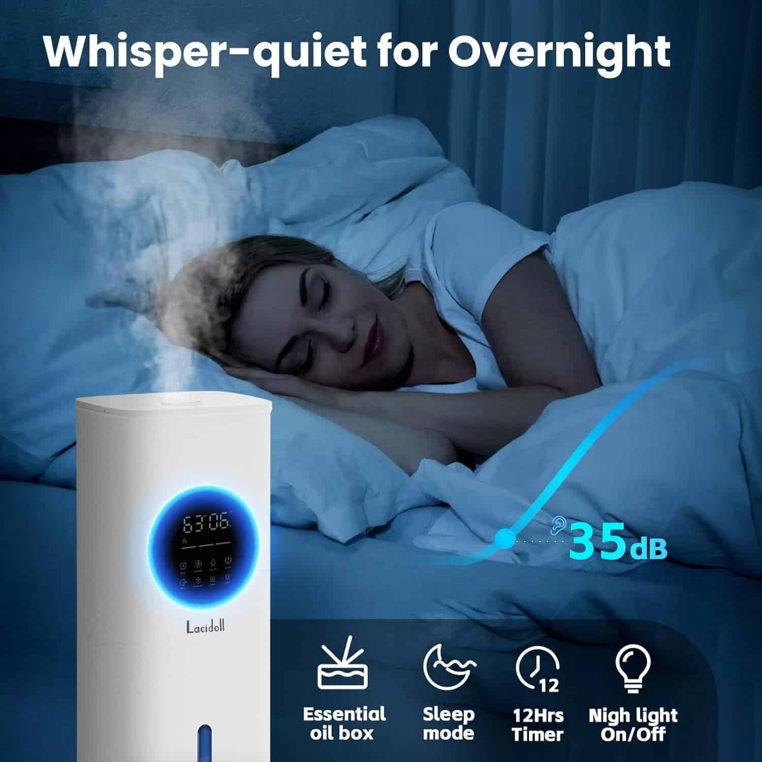 Warm and Cool Mist Humidifiers for Bedroom Home, 2.1gal Quiet Humidifier