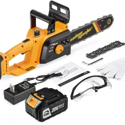 BEEDECK 12" Electric Chainsaw Cordless, 20V Battery Power Cordless Chain Saw, Battery Chainsaw with 4.0Ah Lithium ion Battery and Charger