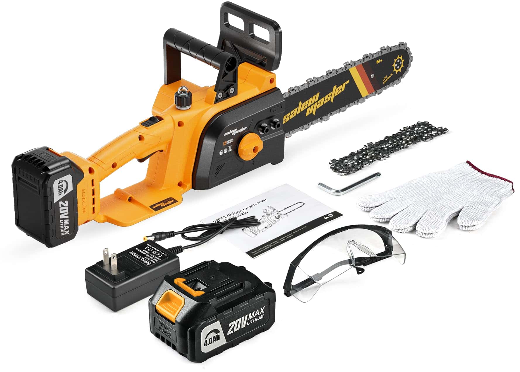 BEEDECK 12" Electric Chainsaw Cordless, 20V Battery Power Cordless Chain Saw, Battery Chainsaw with 4.0Ah Lithium ion Battery and Charger