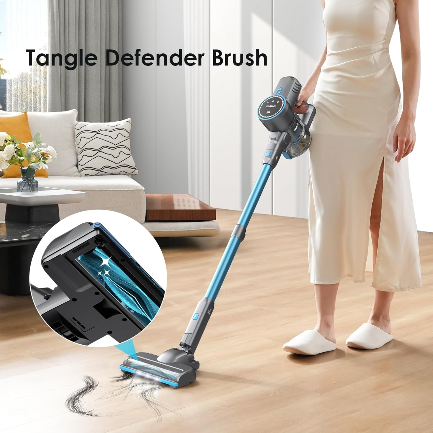 Oraimo Cordless Vacuum, 24KPA Vacuum Cleaner with 270W Brushless Motor, Stick Vacuum with Anti-entangle Floor Brush, 4 HEPA - Image 5