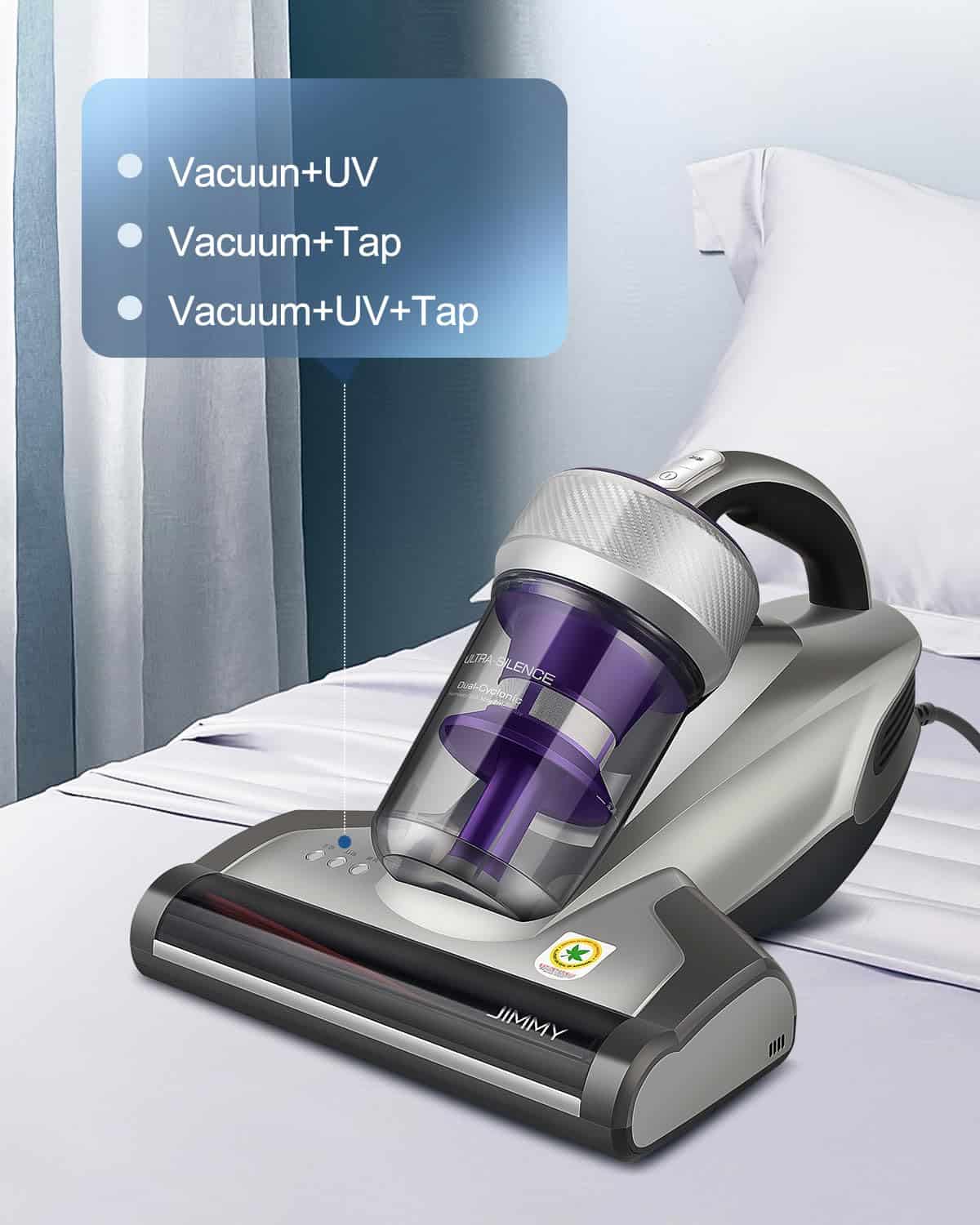 Jimmy Mattress Vacuum Cleaner, Anti-allergen Bed Vacuum Cleaner with UV-C Light & High Heating Tech