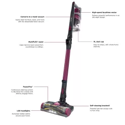Shark IZ163H Pet Plus Cordless Stick Vacuum with Self-Cleaning Brushroll and HEPA Filter, Lightweight Deep Cleaning Vacuum, Raspberry