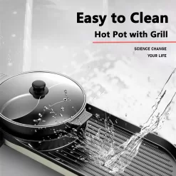 GOOTRIMY Hot Pot with Grill, Electric Hot Pot 2 in 1 Shabu Shabu Hot Pot Korean BBQ Grill, Large Capacity Baking Tray