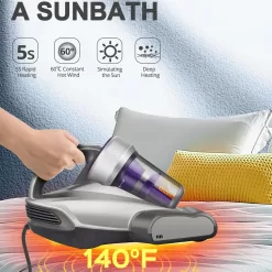 Jimmy Mattress Vacuum Cleaner, Anti-allergen Bed Vacuum Cleaner with UV-C Light & High Heating Tech