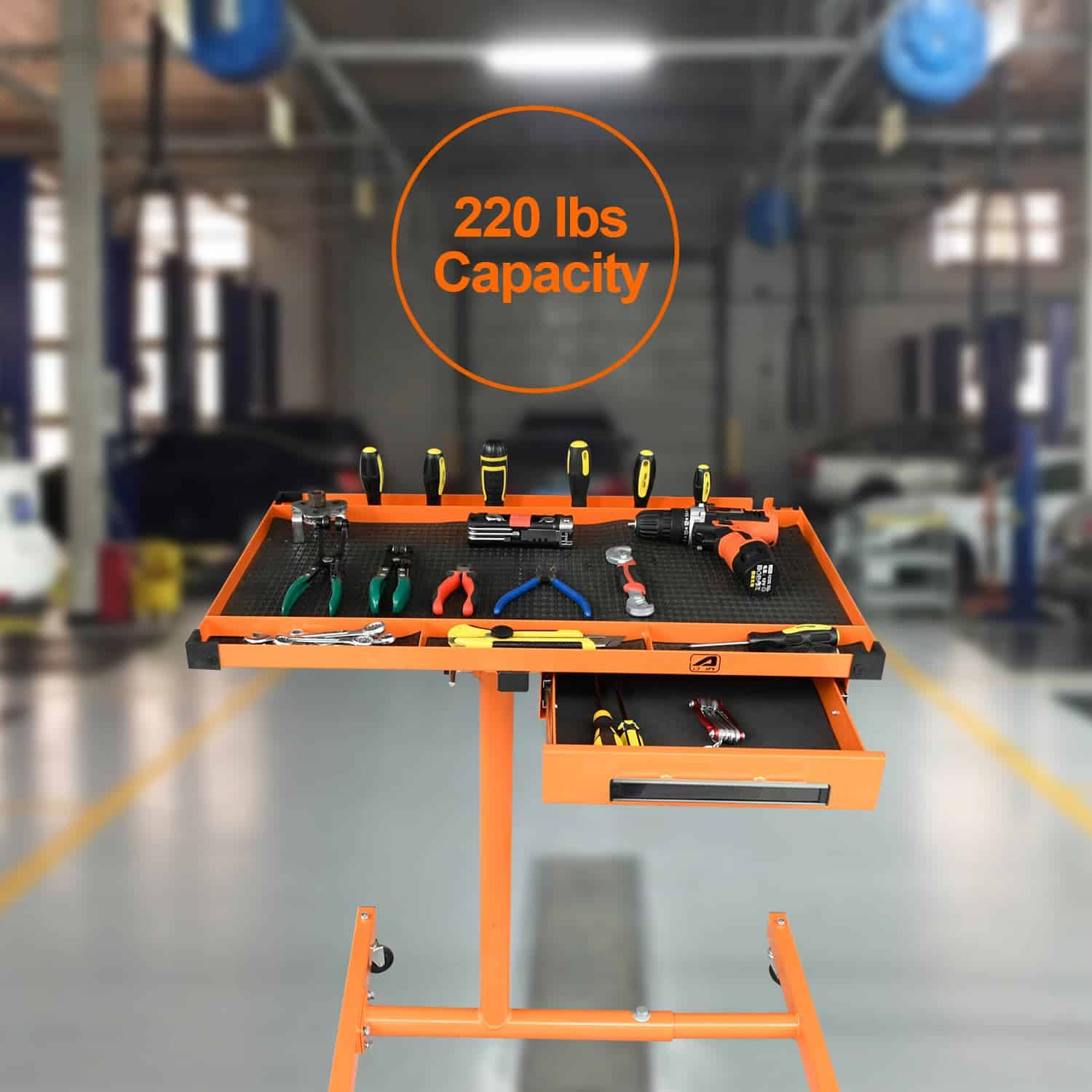 Eisen ES8 Heavy Duty Adjustable Work Table with Drawers, Rolling Tool Tray with Wheels of 220lbs Capacity