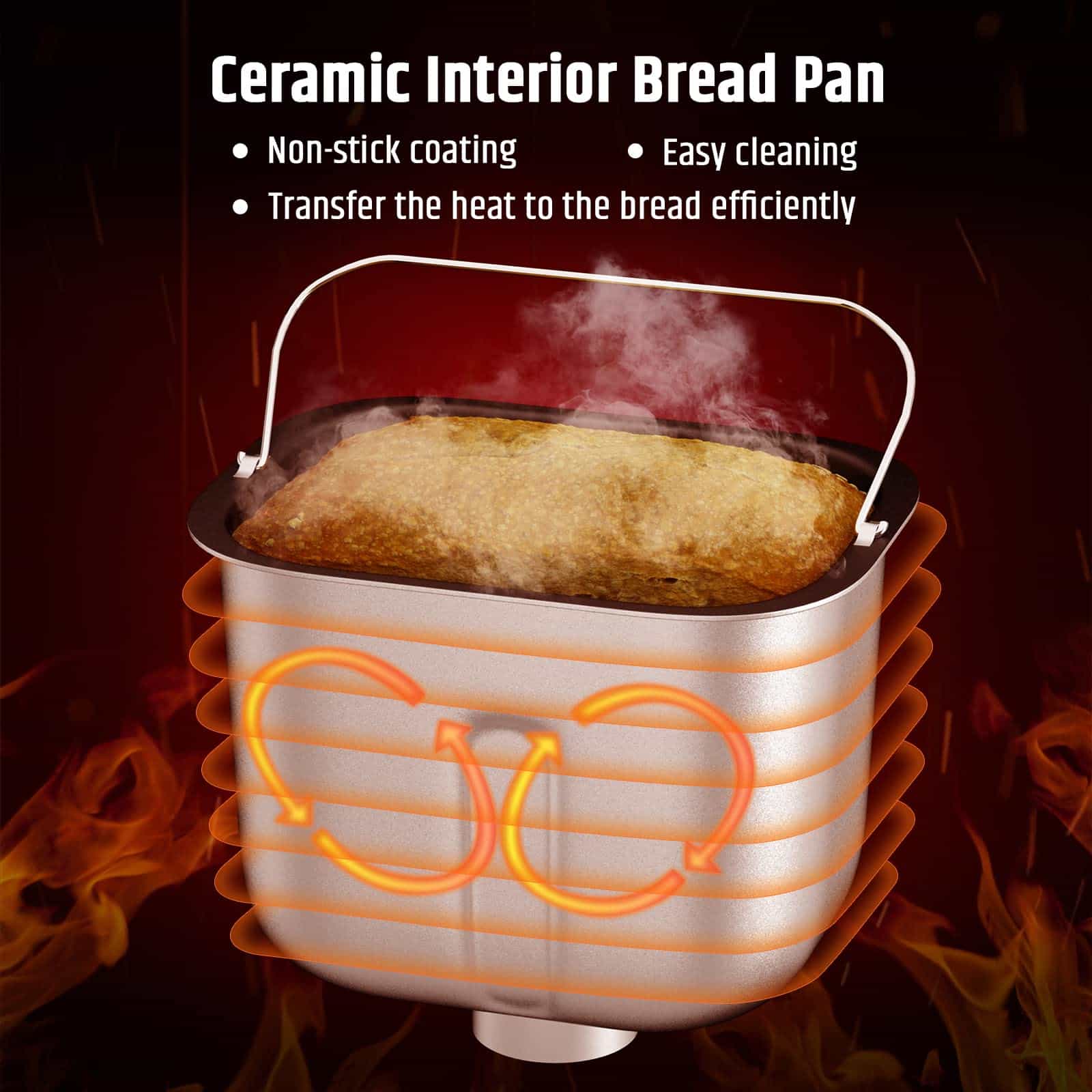 Razorri Bread Maker Machine Stainless Steel UL Certified, Nonstick Bread Pan, 3 Crust Colors and 3 Loaf Sizes