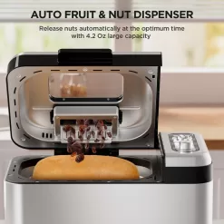 Neretva Bread Maker Machine, 15-in-1 3.3LB Automatic Breadmaker with Dual Kneading Paddles Digital
