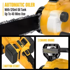 ReliaRoads 16-Inch Brushless Chainsaw, 40V(2 x 20V MAX) Cordless Battery Powered Chain Saw Compatible DeWALT Battery