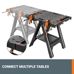 Worx Pegasus 2-in-1 Folding Work Table & Sawhorse, Easy Setup Portable Workbench, 31