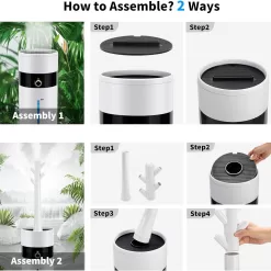 Tower Humidifiers for Large Room 1000 sq ft,Hioo 18.2L 4.81Gal Ultrasonic Topfill Cool Mist Air Humidifier