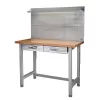 Seville Classics LED Lighted Pegboard Workcenter with 23 Peg Hook Assortment and Drawer Table, 48", Granite Gray