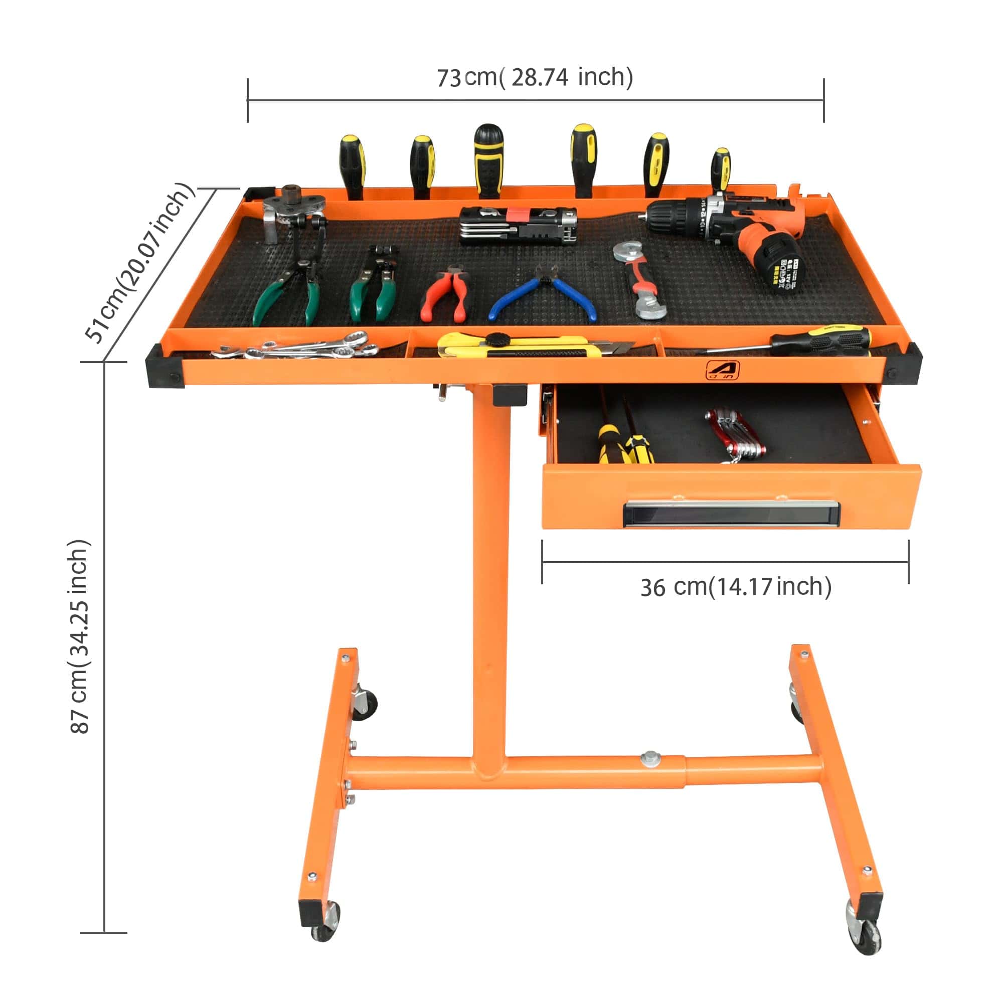 Eisen ES8 Heavy Duty Adjustable Work Table with Drawers, Rolling Tool Tray with Wheels of 220lbs Capacity