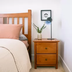 Shaker 2-Drawer Bedside Nightstand, Solid Wood with Walnut Finish