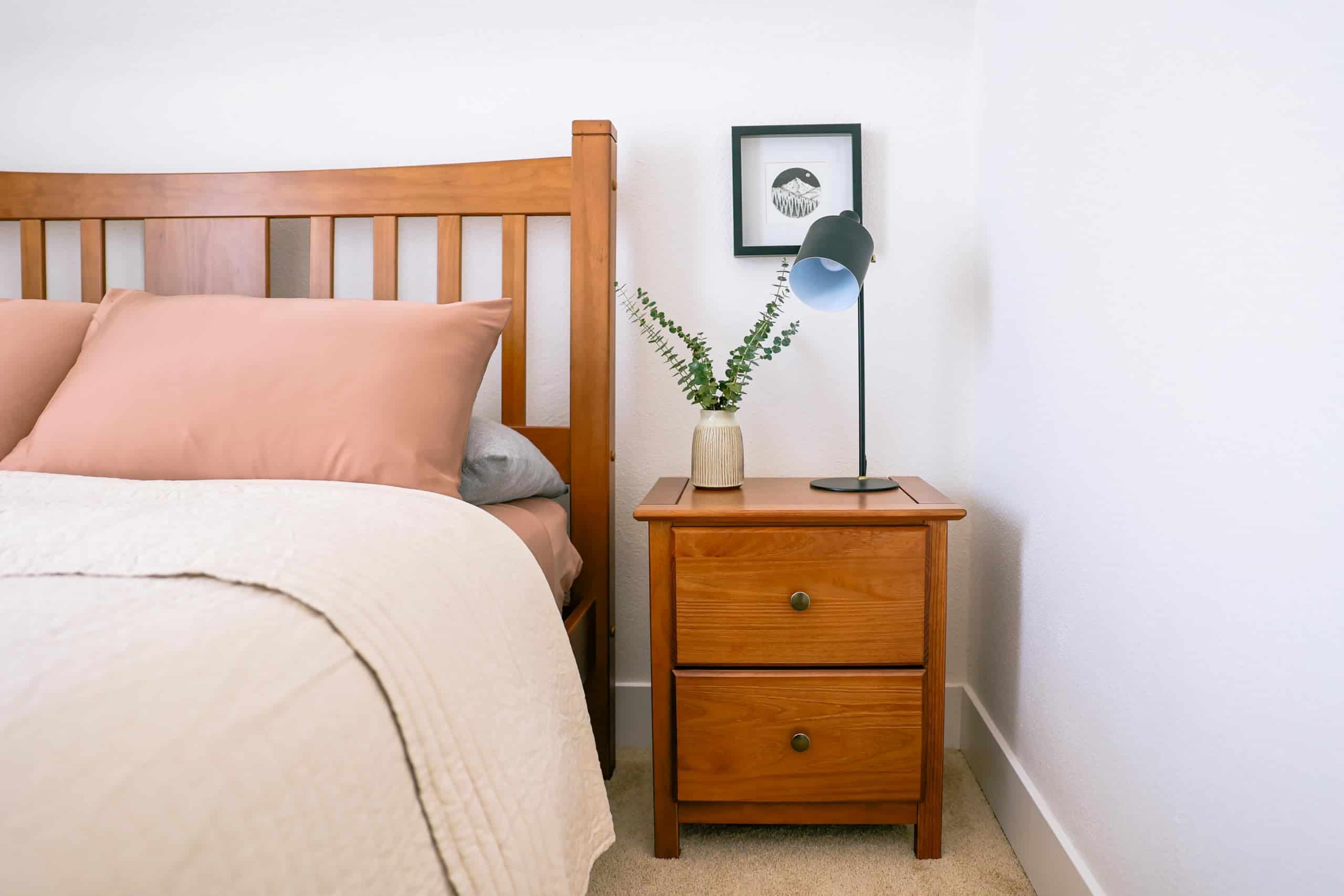 Shaker 2-Drawer Bedside Nightstand, Solid Wood with Walnut Finish