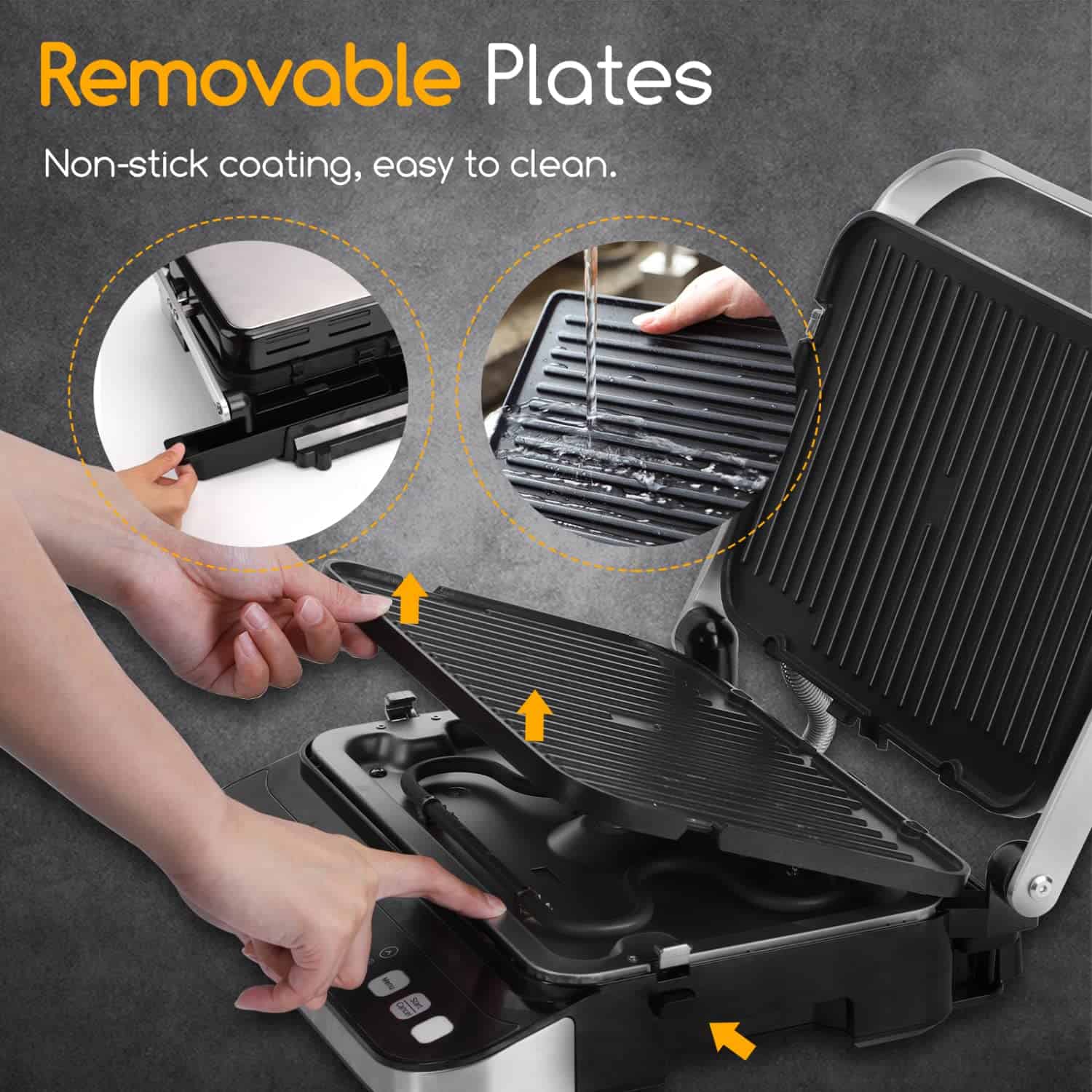 Taylor Swoden 10 in 1 Panini Press Sandwich Maker, 1600W Electric Indoor Grill with Non-Stick Double Sided Plates, Stainless Steel