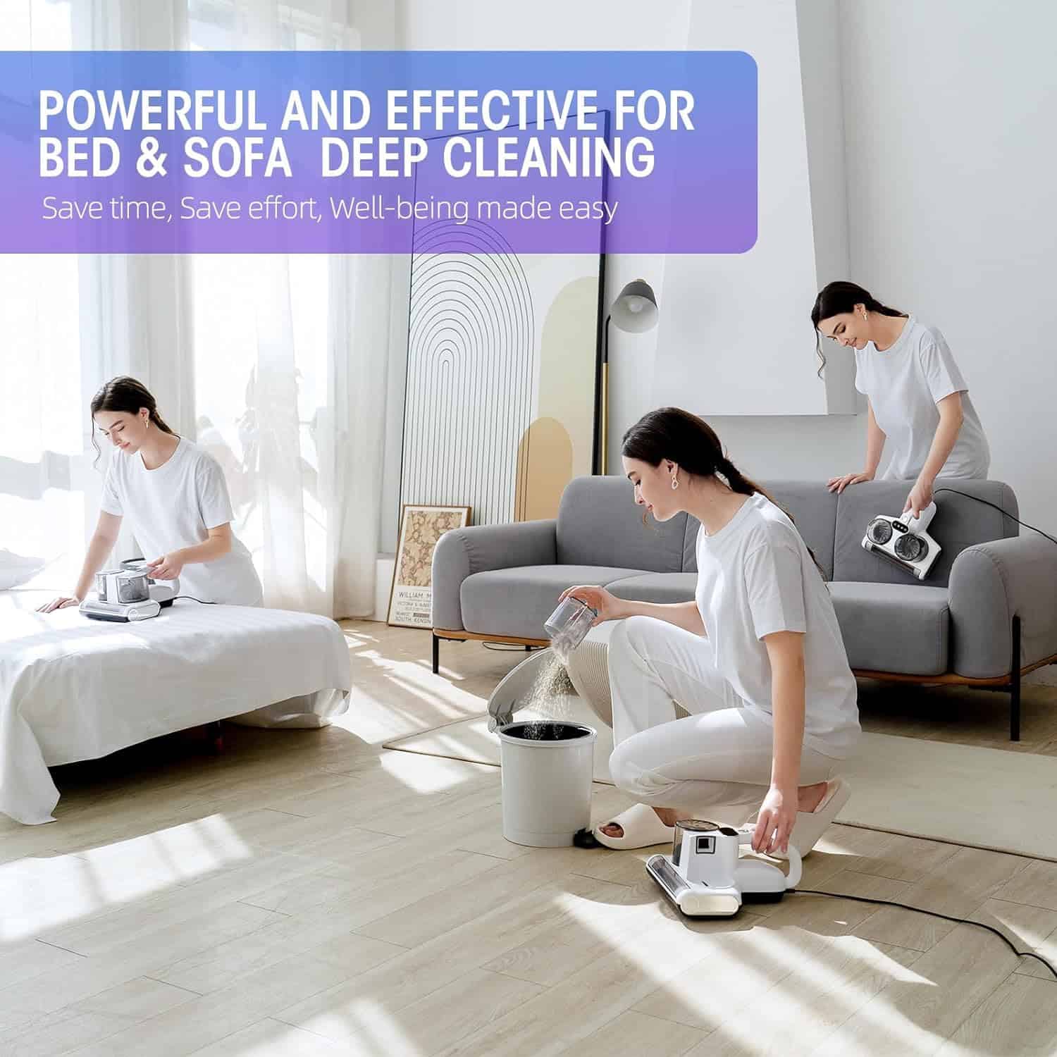 JPHYLL Bed Vacuum Cleaner Mattress Vacuum with UV 16Kpa Suction HEPA Filter 253.7nm UV-C Light & 30000 Rpm, 500W, Corded