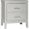 Signature Design by Ashley Olivet Glam 2 Drawer Nightstand with Faux Shagreen Drawer Fronts, Silver