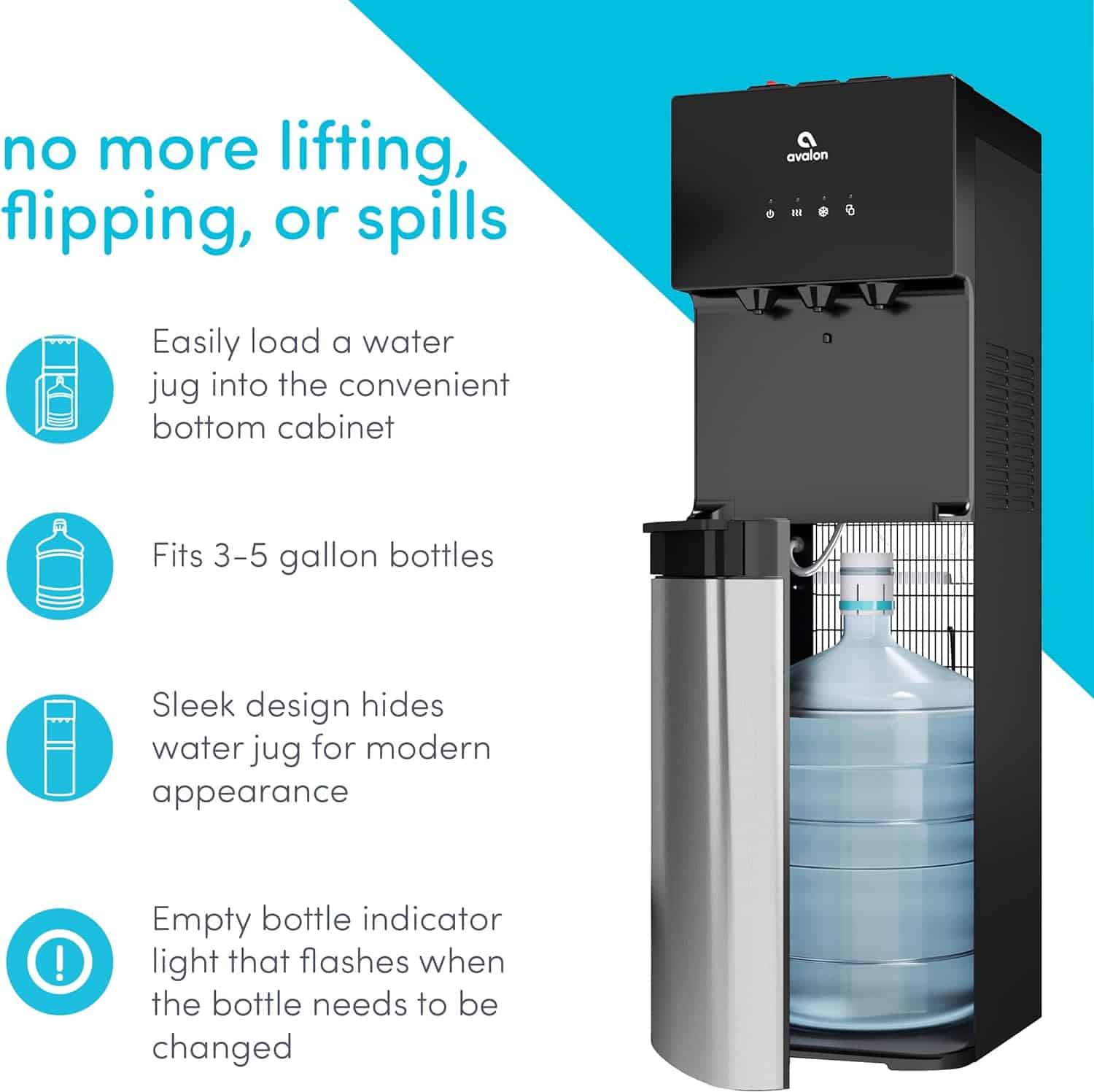 Avalon Bottom Loading Water Cooler Water Dispenser with BioGuard- 3 Temperature Settings - UL Listed