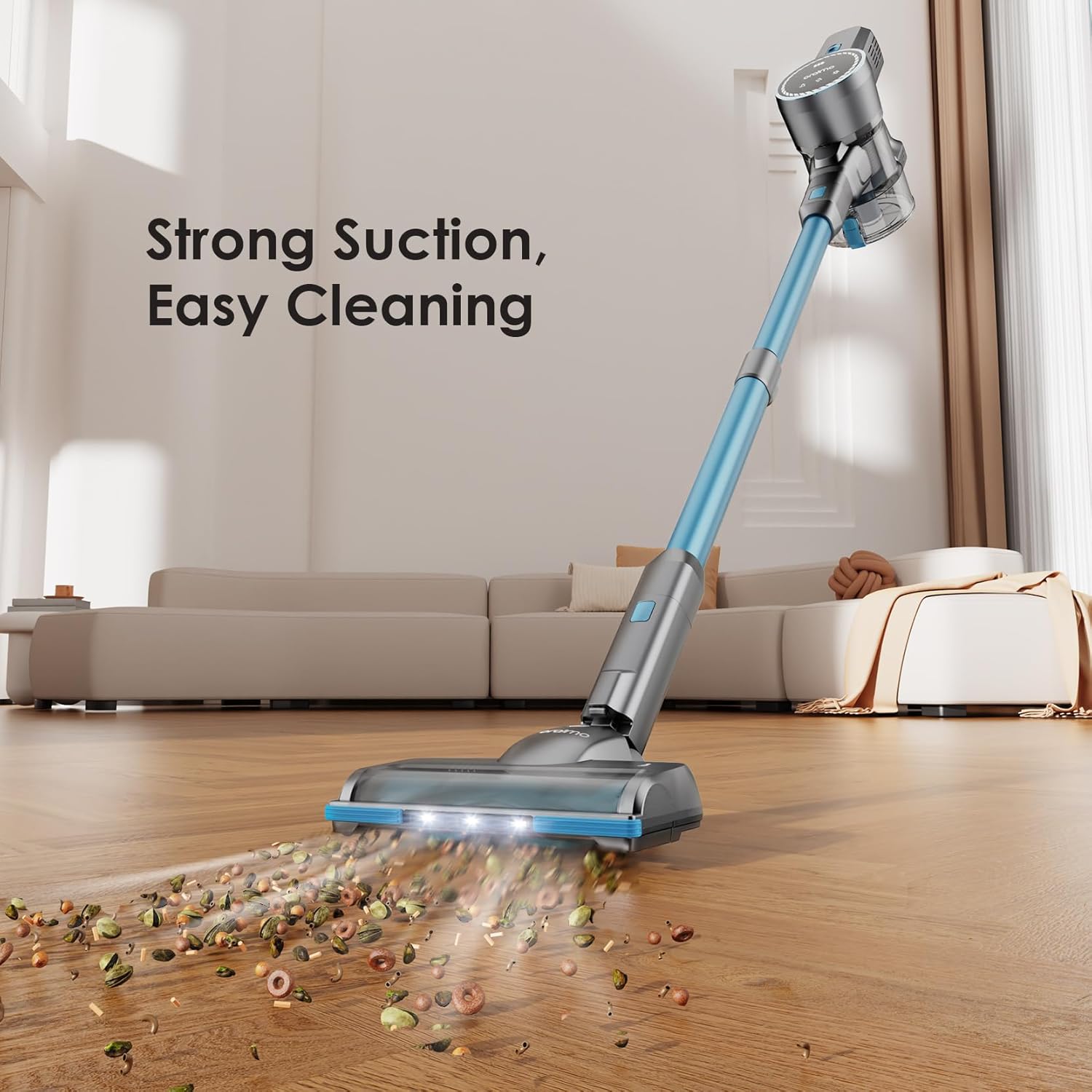 Oraimo Cordless Vacuum, 24KPA Vacuum Cleaner with 270W Brushless Motor, Stick Vacuum with Anti-entangle Floor Brush, 4 HEPA - Image 9