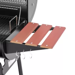 Royal Gourmet CC1830V 30 Barrel Charcoal Grill with Wood-Painted Side Front Table, 627 Square Inches Cooking Space, Black